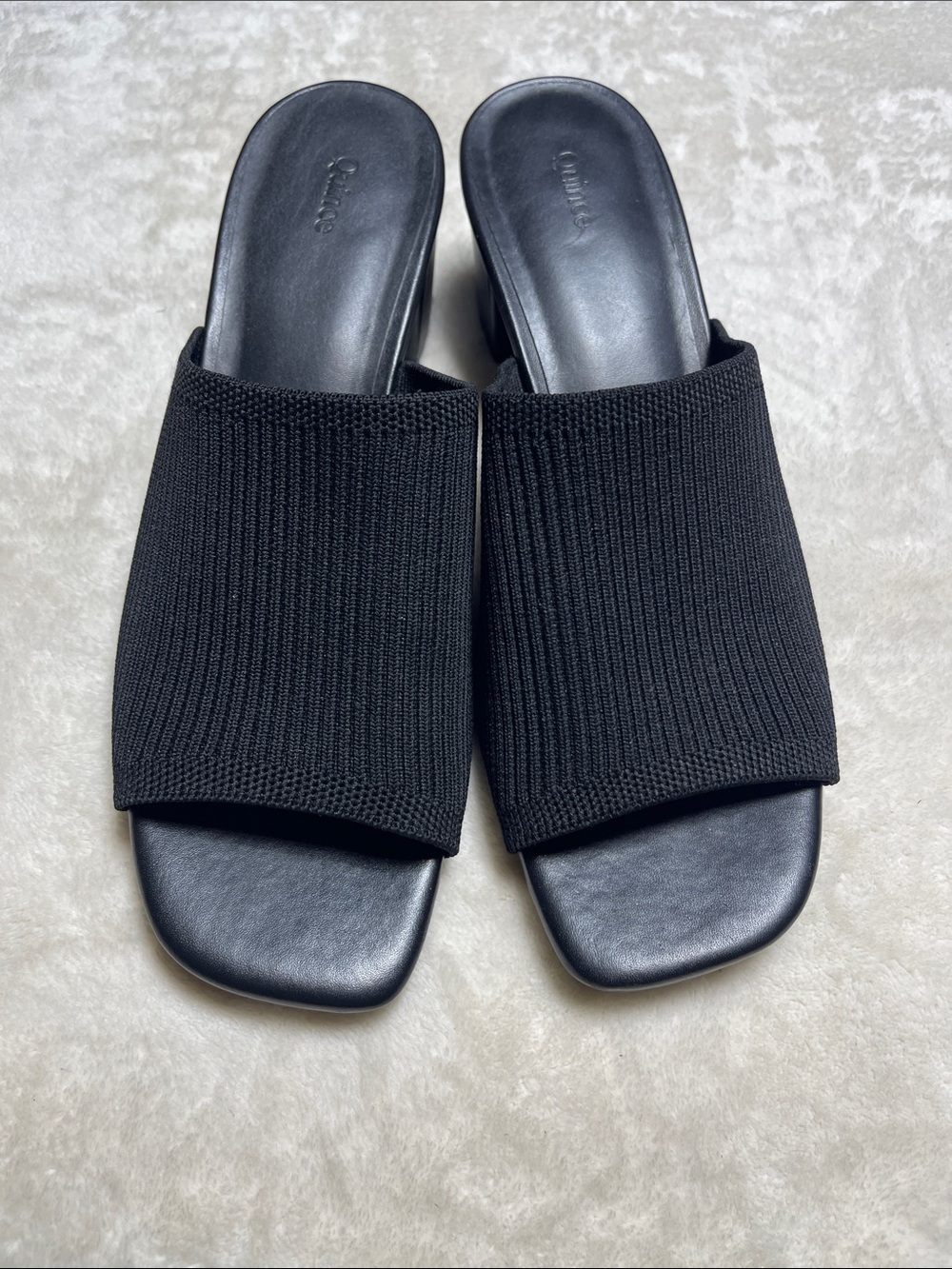 Quince Black Knit Slide Mules Size 9